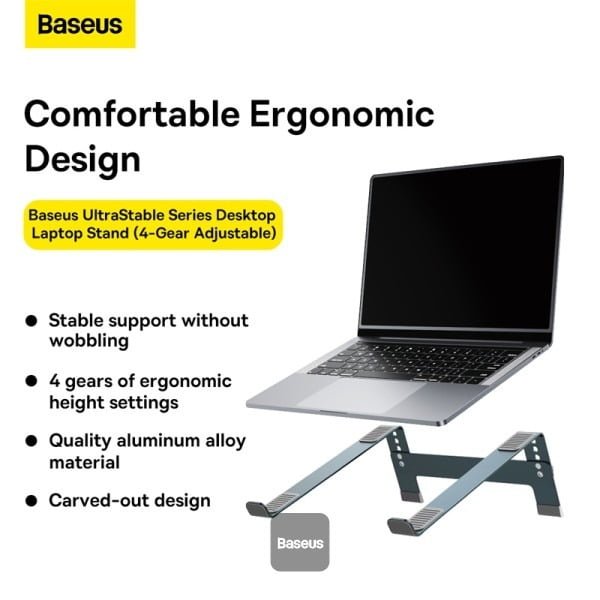 BASEUS ULTRASTABLE SERIES DESKTOP LAPTOP STAND 4 GEAR ADJUSTABLE SPACE GRAY thumbnail 7
