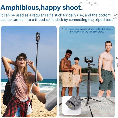 Capture Every Angle with the Telesin Aluminium Alloy Selfie Stick with Ball Head for Action Cameras - WSS-001 thumbnail 5