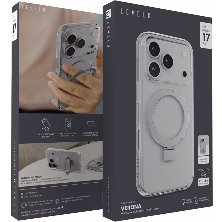 LEVELO VERONA IPHONE 17 PRO MAGSAFE KICKSTAND HYBRID CASE TRANSPARENT LVLVRN17PTR thumbnail 7