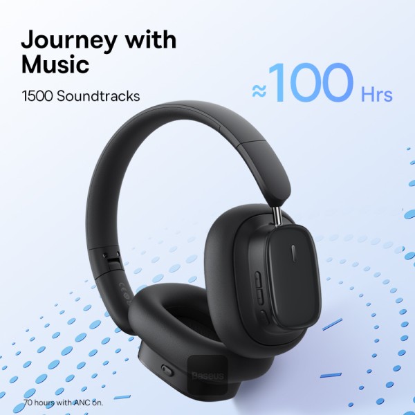 BASEUS BOWIE H1I NOISE CANCELLATION WIRELESS HEADPHONE CLUSTER BLACK thumbnail 4