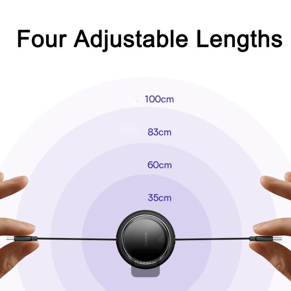 BASEUS FREE2 DRAW MINI RETRACTABLE TYPE C TO TYPE C PD 100W FAST CHARGING 1M BLACK CABLE CB000062 thumbnail 4