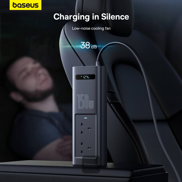 BASEUS 150W CAR POWER INVERTER WITH SMART DISPLAY 5 PORTS BLACK thumbnail 6