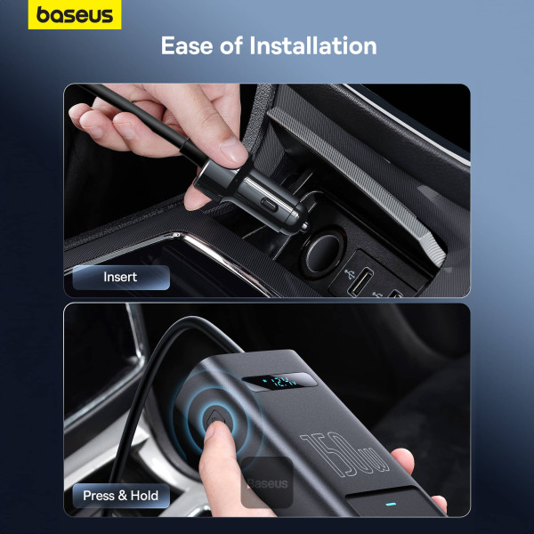 BASEUS 150W CAR POWER INVERTER WITH SMART DISPLAY 5 PORTS BLACK thumbnail 4