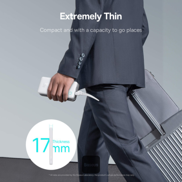 BASEUS AIRPOW LITE POWER BANK 10000MAH BIDIRECTIONAL FAST CHARGING 15W MOON WHITE PPAP10A thumbnail 3