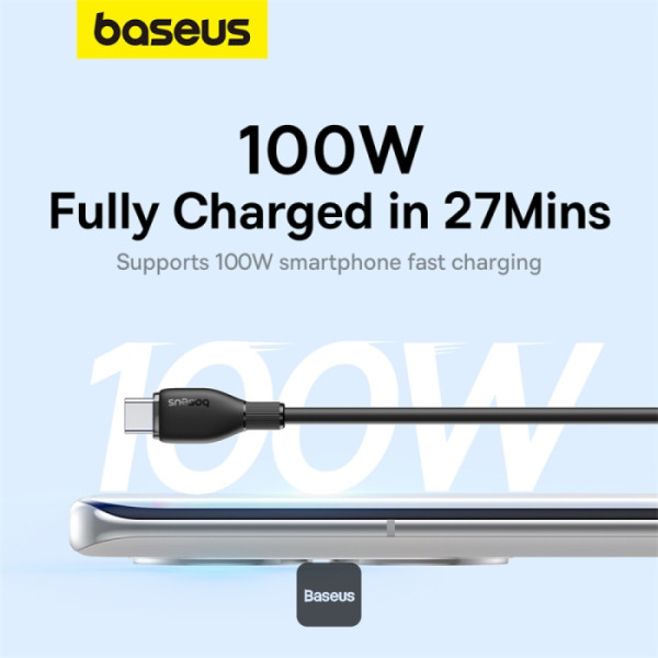 BASEUS PUDDING SERIES USB TO TYPE C 100W CABLE 1.2M BLACK thumbnail 4