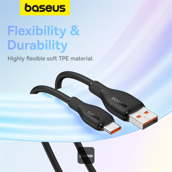 BASEUS PUDDING SERIES USB TO TYPE C 100W CABLE 1.2M BLACK thumbnail 6