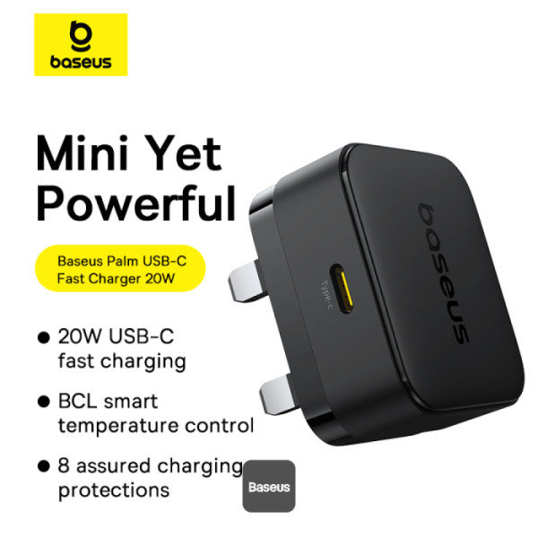 BASEUS PALM 20W 1C FAST CHARGER BLACK thumbnail 3