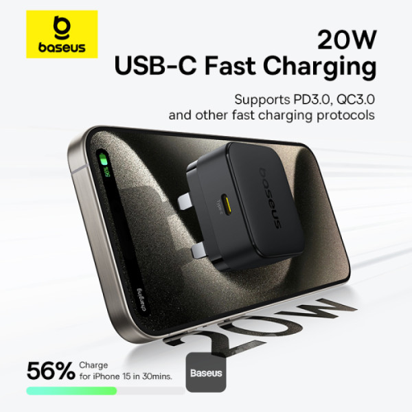 BASEUS PALM 20W 1C FAST CHARGER BLACK thumbnail 4