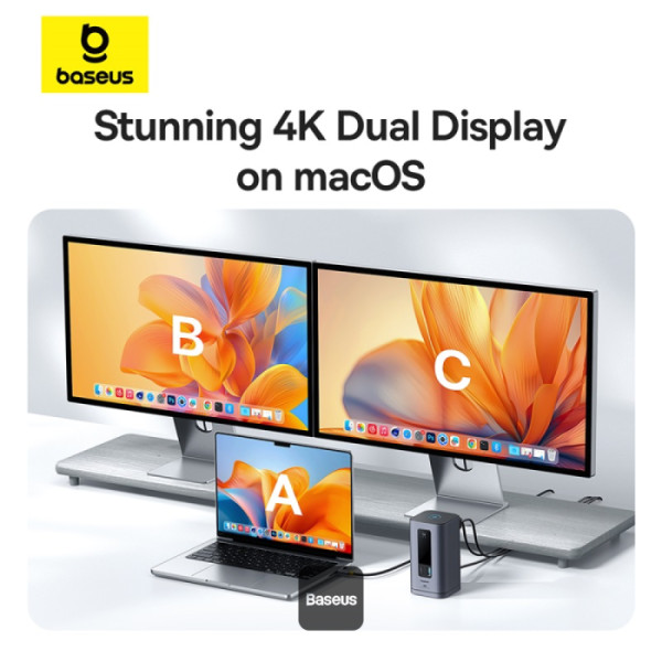 BASEUS SPACEMATE SERIES 10 IN 1 MAC DOCKING STATION SPACE GREY B00568102813-00-GY thumbnail 4