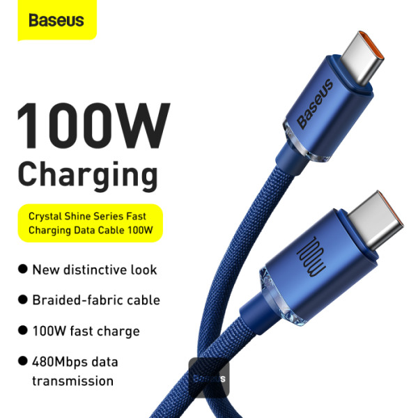 BASEUS CRYSTAL SHINE 20W TYPE C TO LIGHTNING CABLE 2M BLUE thumbnail 3