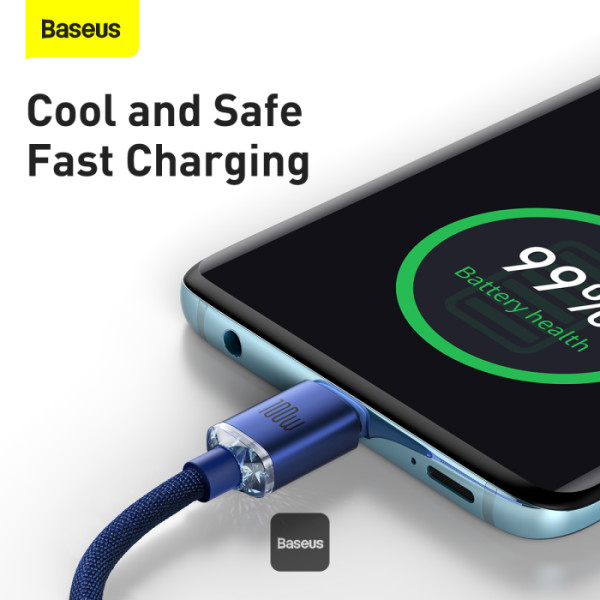 BASEUS CRYSTAL SHINE 20W TYPE C TO LIGHTNING CABLE 2M BLUE thumbnail 5