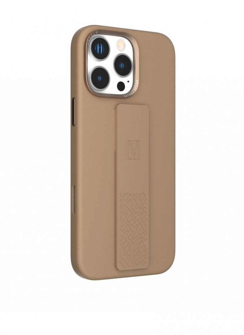LEVELO IPHONE 16 PRO MORPHIX SILICONE CASE WITH LEATHER GRIP ROSE GOLD LVL-MSL-16P-RSGD