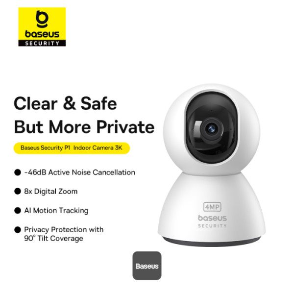 BASEUS SECURITY P1 SERIES INDOOR CAMERA 3K UK MOON WHITE S0TV012133 thumbnail 3
