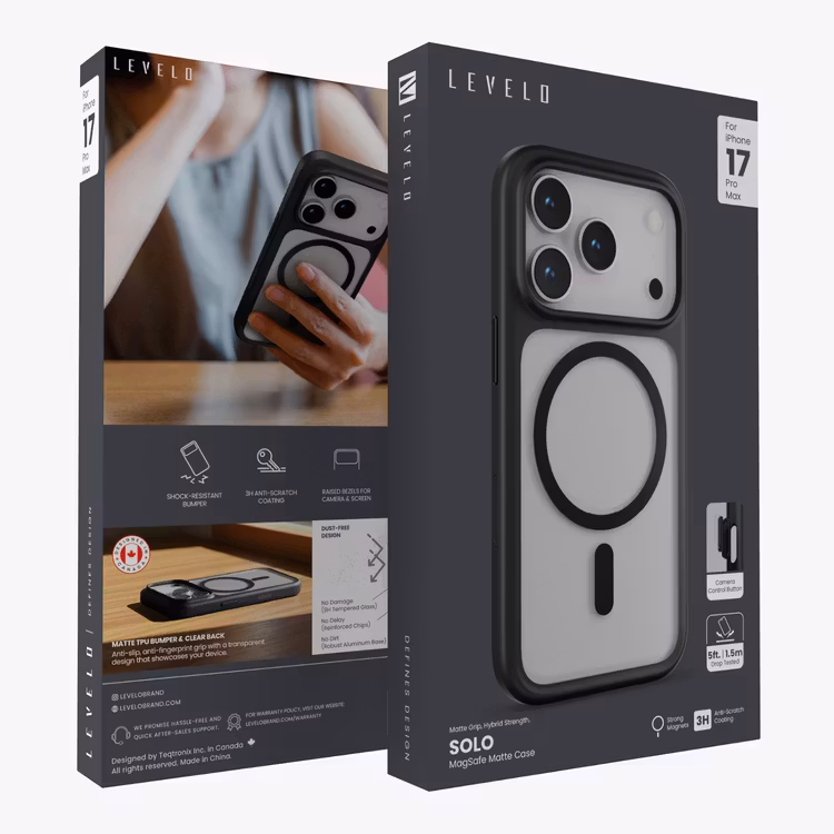 LEVELO SOLO MATTE IPHONE 17 PRO MAGSAFE CASE BLACK LVLSOLOM17PBK thumbnail 3