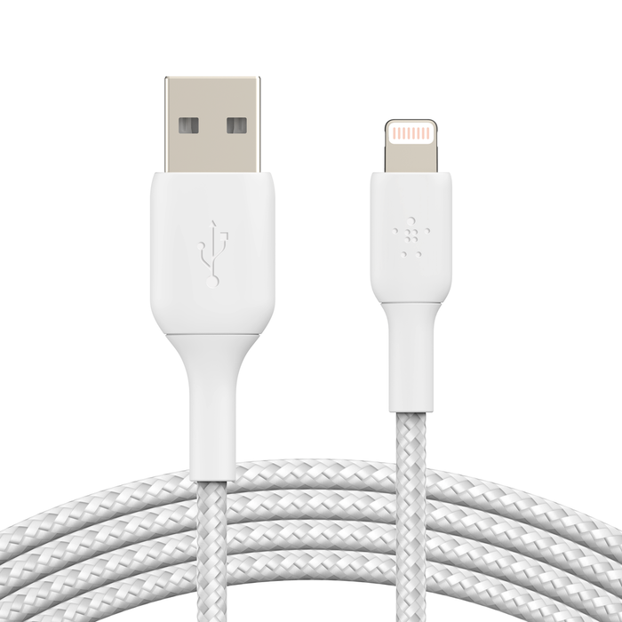 BELKIN PREMIUM BRAIDED LIGHTNING TO USB A 1M CABLE WHITE CAA002BT1MWH