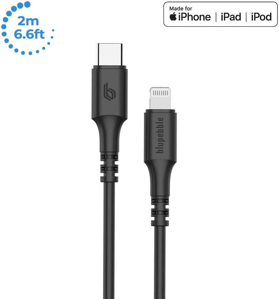 BLUPEBBLE POWERFLOW USB-C TO LIGHTNING CABLE 2M BLACK