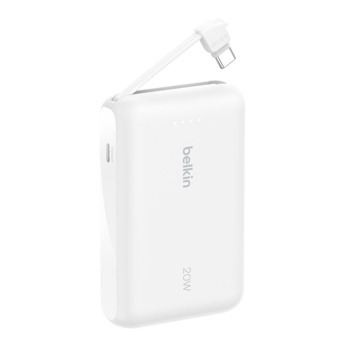 BELKIN BOOST CHARGE POWER BANK 10K WITH INTEGRATED CABLE 20W WHITE BPB021HQWH thumbnail 2