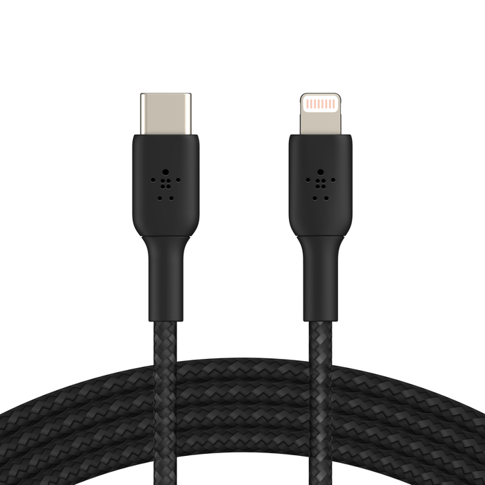 BELKIN USB C TO LIGHTNING BREADED CABLE 2M BLACK CAA004BT2MBK