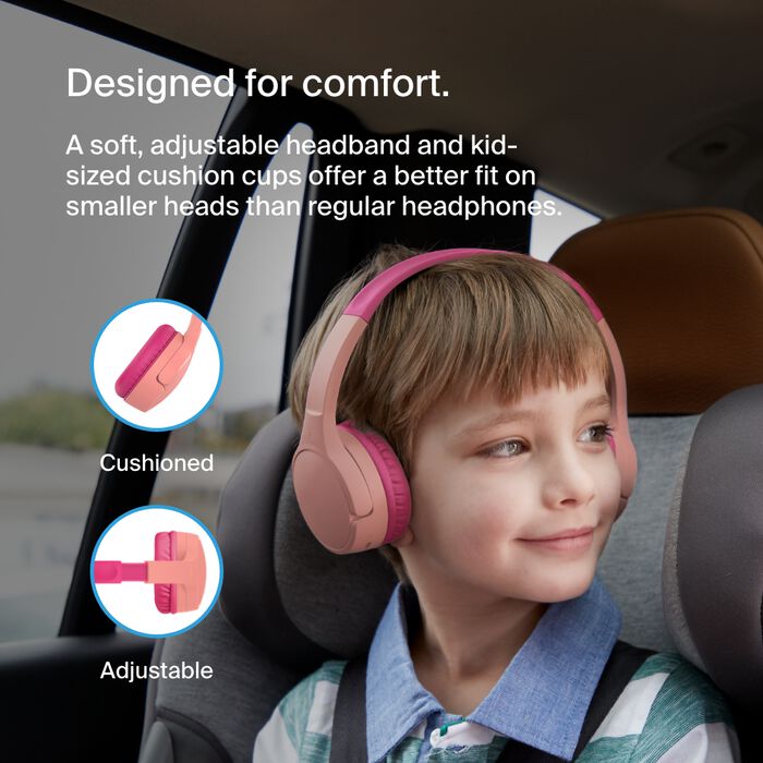 BELKIN SOUNDFORM MINI WIRELESS ON EAR HEADPHONES FOR KIDS WITH USB C PINK AUD002BTPKV3 thumbnail 4