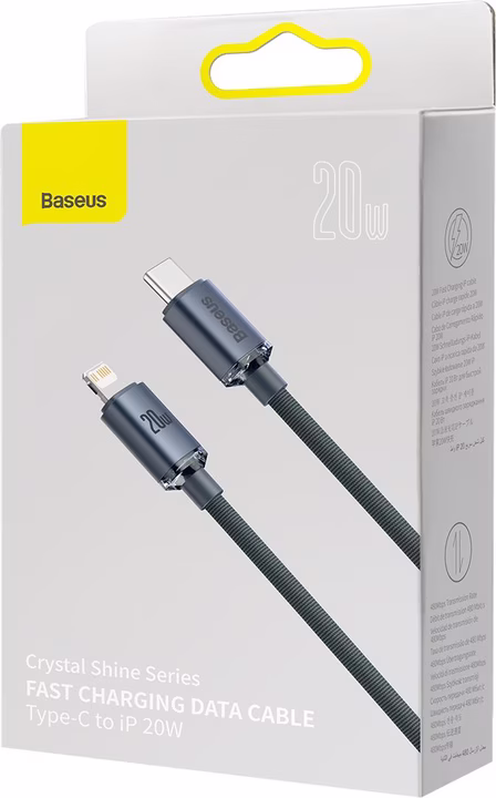 BASEUS CRYSTAL SHINE 20W TYPE C TO LIGHTNING CABLE 2M BLACK thumbnail 9