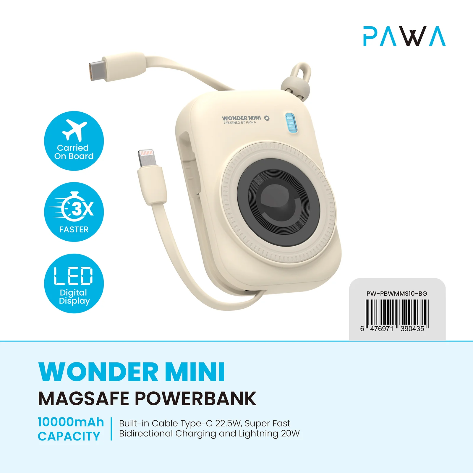 PAWA WONDER MINI 20000MAH MAGSAFE POWERBANK BLACK HW33D-BK thumbnail 2