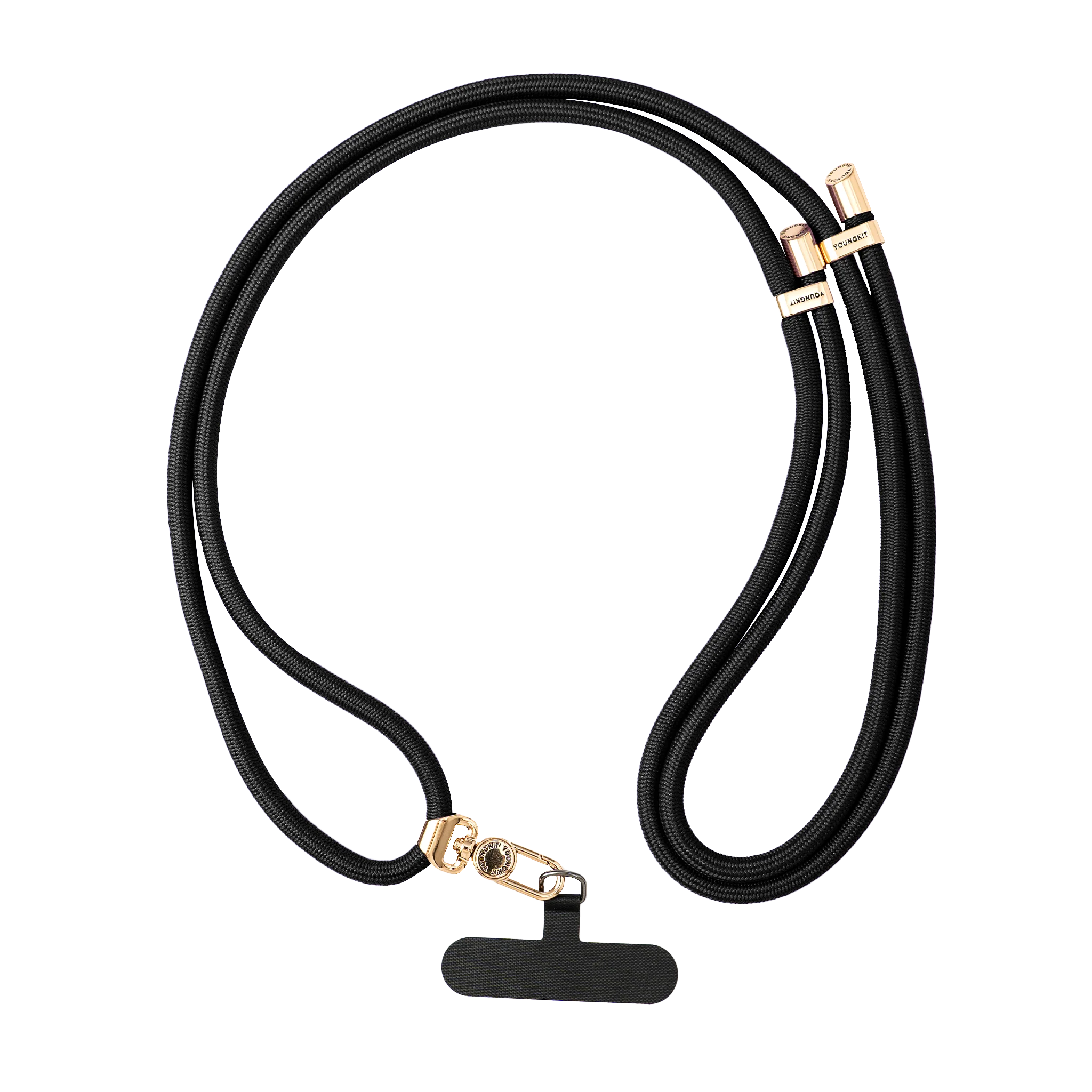 YOUNGKIT CROSSBODY LANYARD WITH STRAP CARD 7.0 MM BLACK YQ002