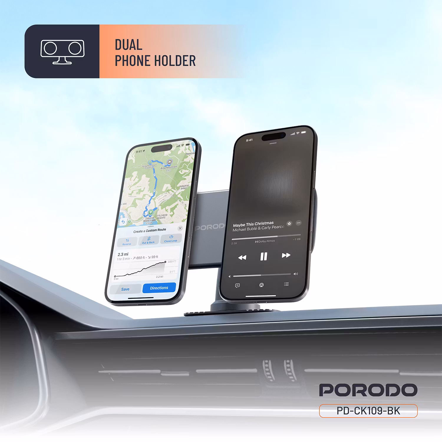 PORODO VACUUM AND ADHESIVE MAGNETIC CAR MOUNT BLACK PDCK109BK thumbnail 4