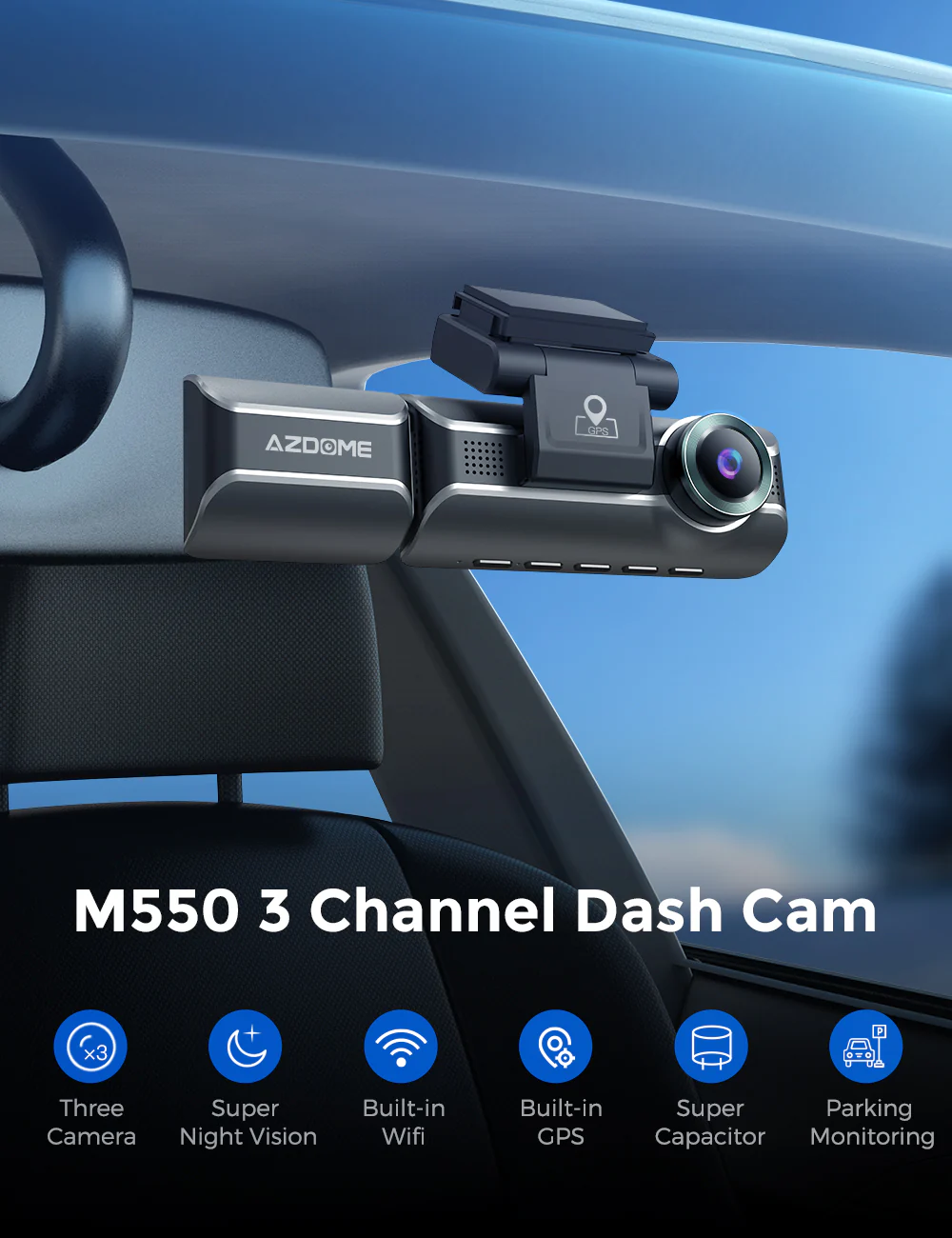 AZDOME 4K Front and Rear Dash Camera Kit with 3.19-Inch Screen, IR Night Vision, 24H Parking Mode - M550 thumbnail 10
