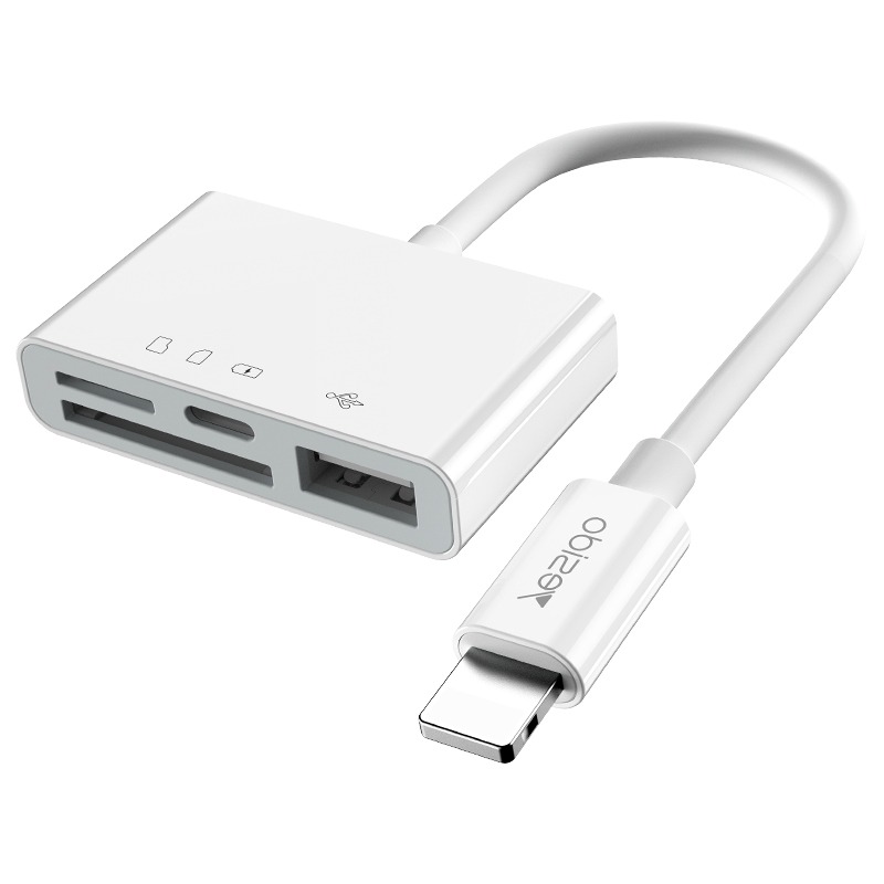 YESIDO 4 IN 1 DUAL LIGHTNING TO TF SD USB OTG ADAPTER GS12 WHITE
