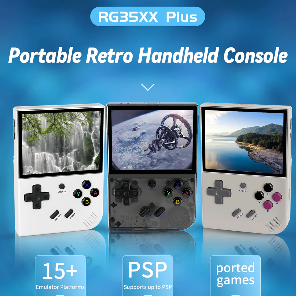 ANBERNIC RG35XX Plus Retro Handheld Game Player - 64-Bit, 64GB TF Card, 5K+ Classic Games, HD Output, Portable Gaming Console for Travel & Kids thumbnail 10