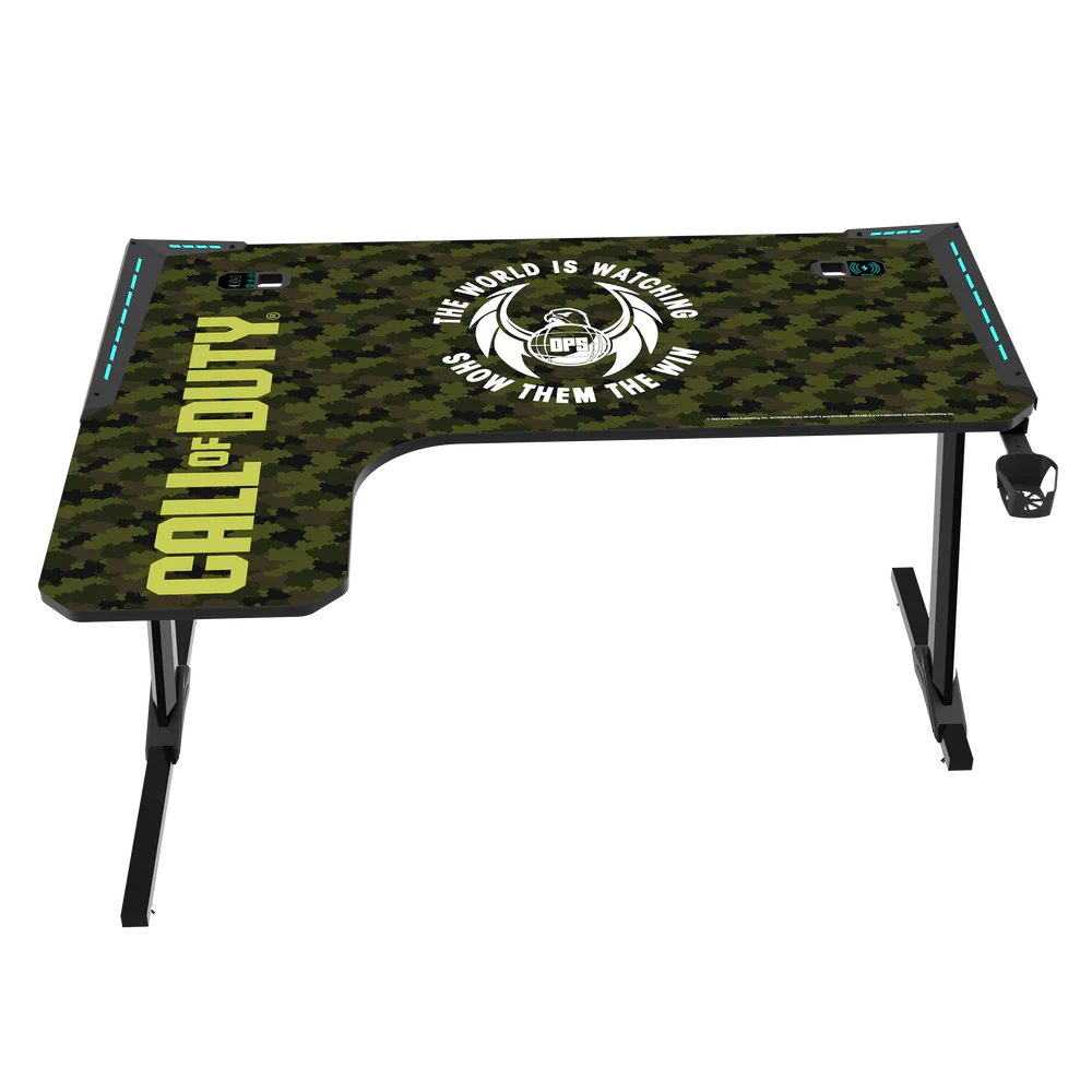 GameOn Phantom XL L-Shaped RGB Flowing Light Gaming Desk (Black/Green, COD-PHANTOMXL-L-02) - Dynamic and Spacious Setup for Gamers thumbnail 13