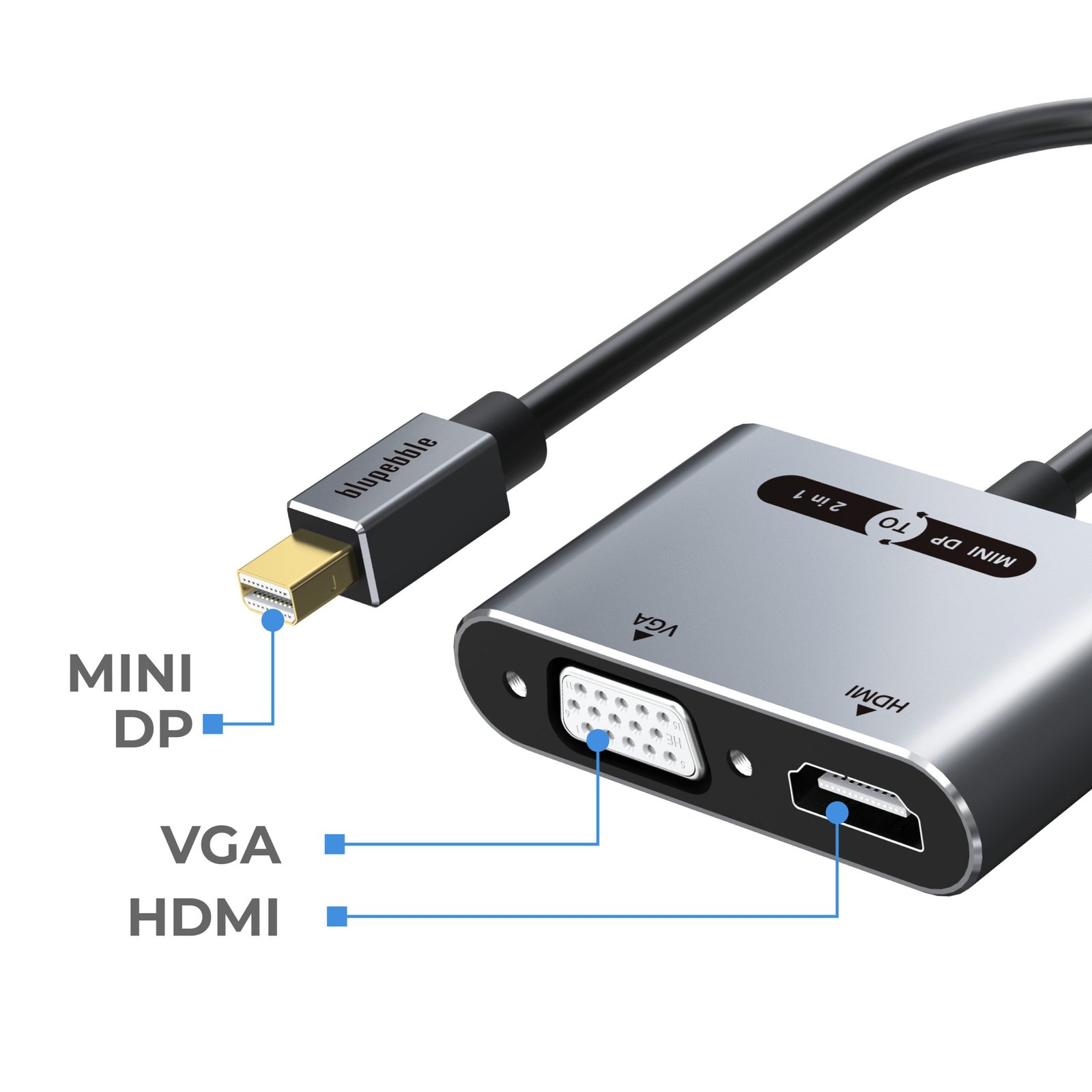 BLUPEBBLE MINI DISPLAYPORT TO HDMI +VGA 2-IN-1 ADAPTER BP-AV589-08GW0.2-SG thumbnail 6
