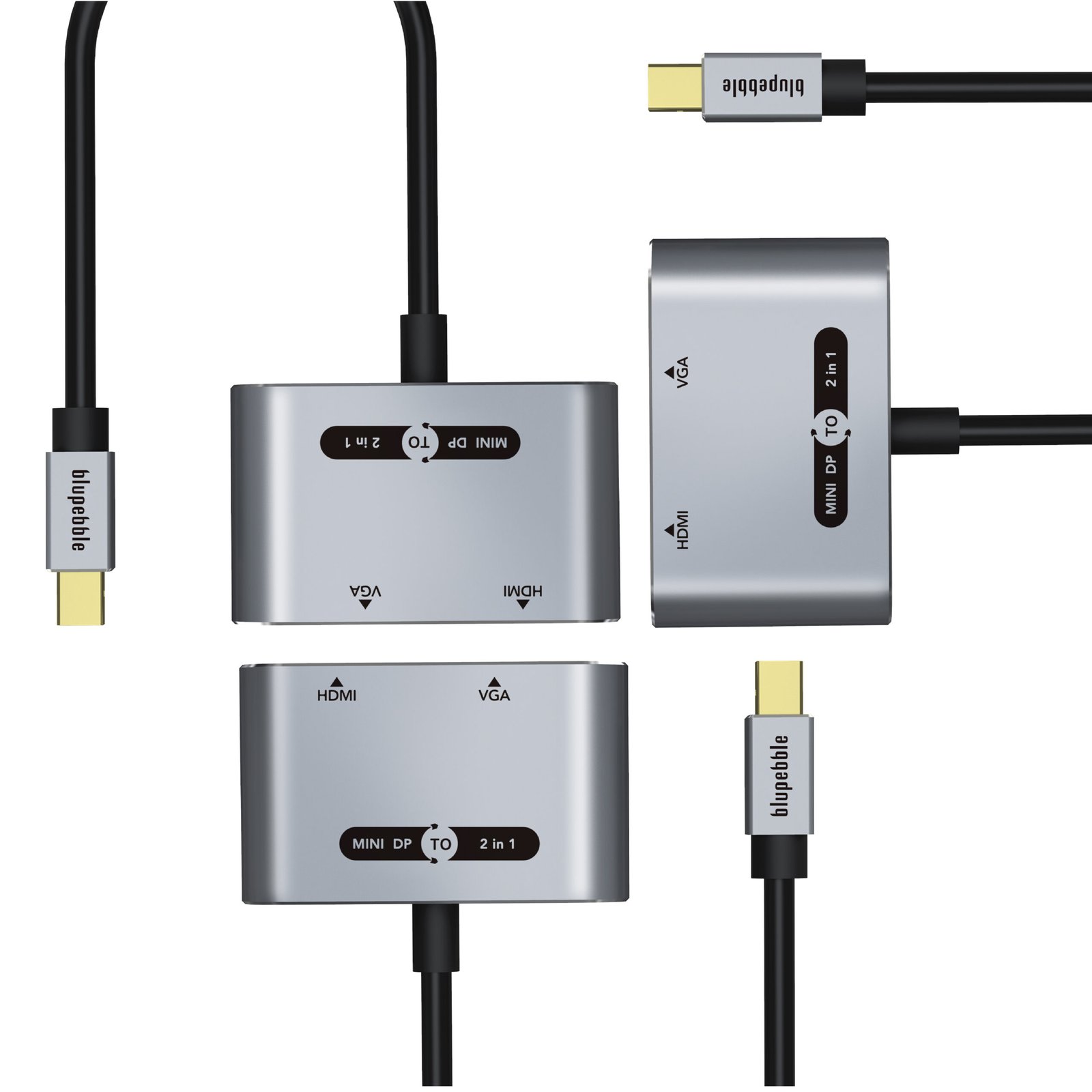 BLUPEBBLE MINI DISPLAYPORT TO HDMI +VGA 2-IN-1 ADAPTER BP-AV589-08GW0.2-SG thumbnail 5