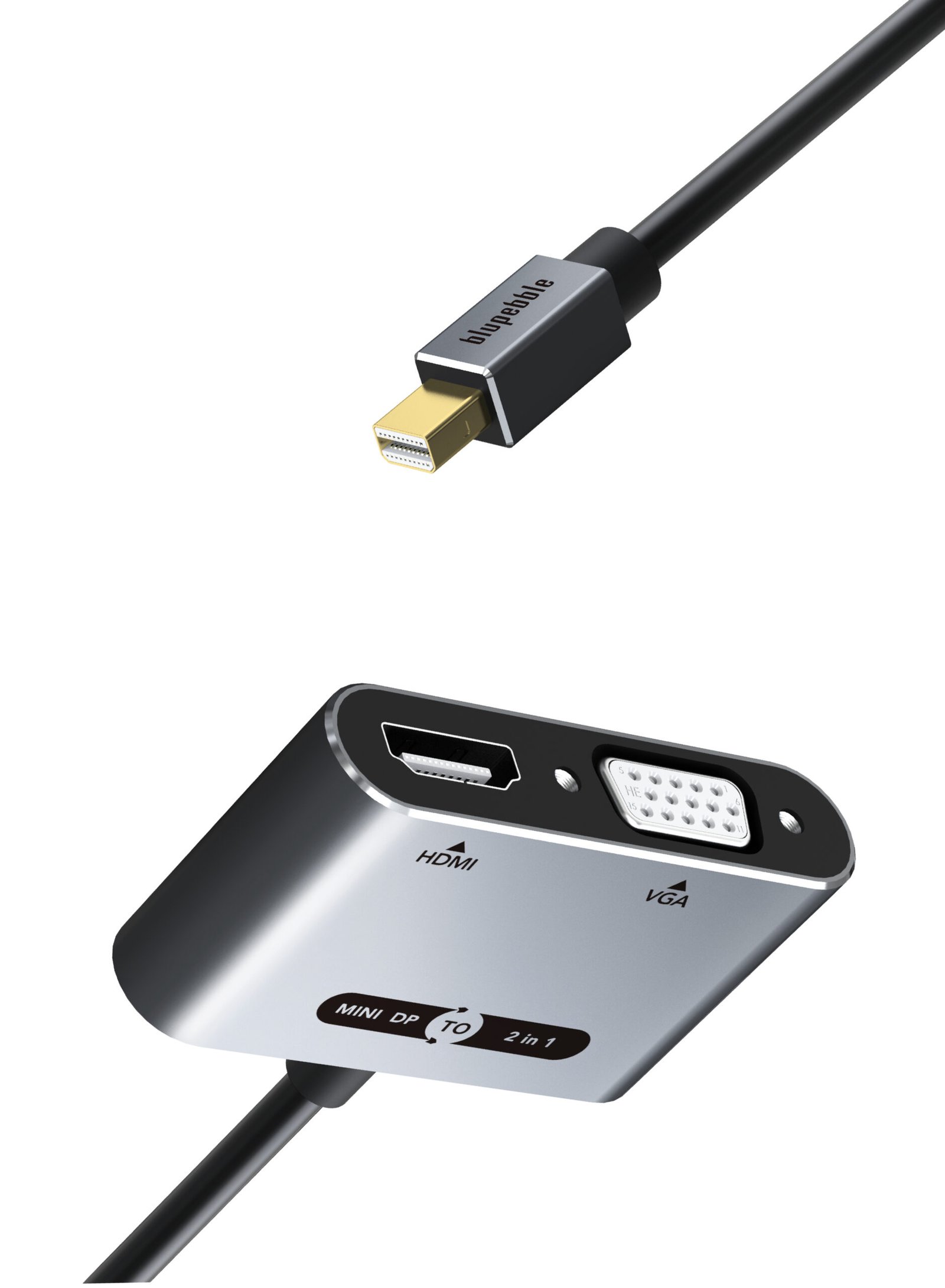 BLUPEBBLE MINI DISPLAYPORT TO HDMI +VGA 2-IN-1 ADAPTER BP-AV589-08GW0.2-SG thumbnail 3