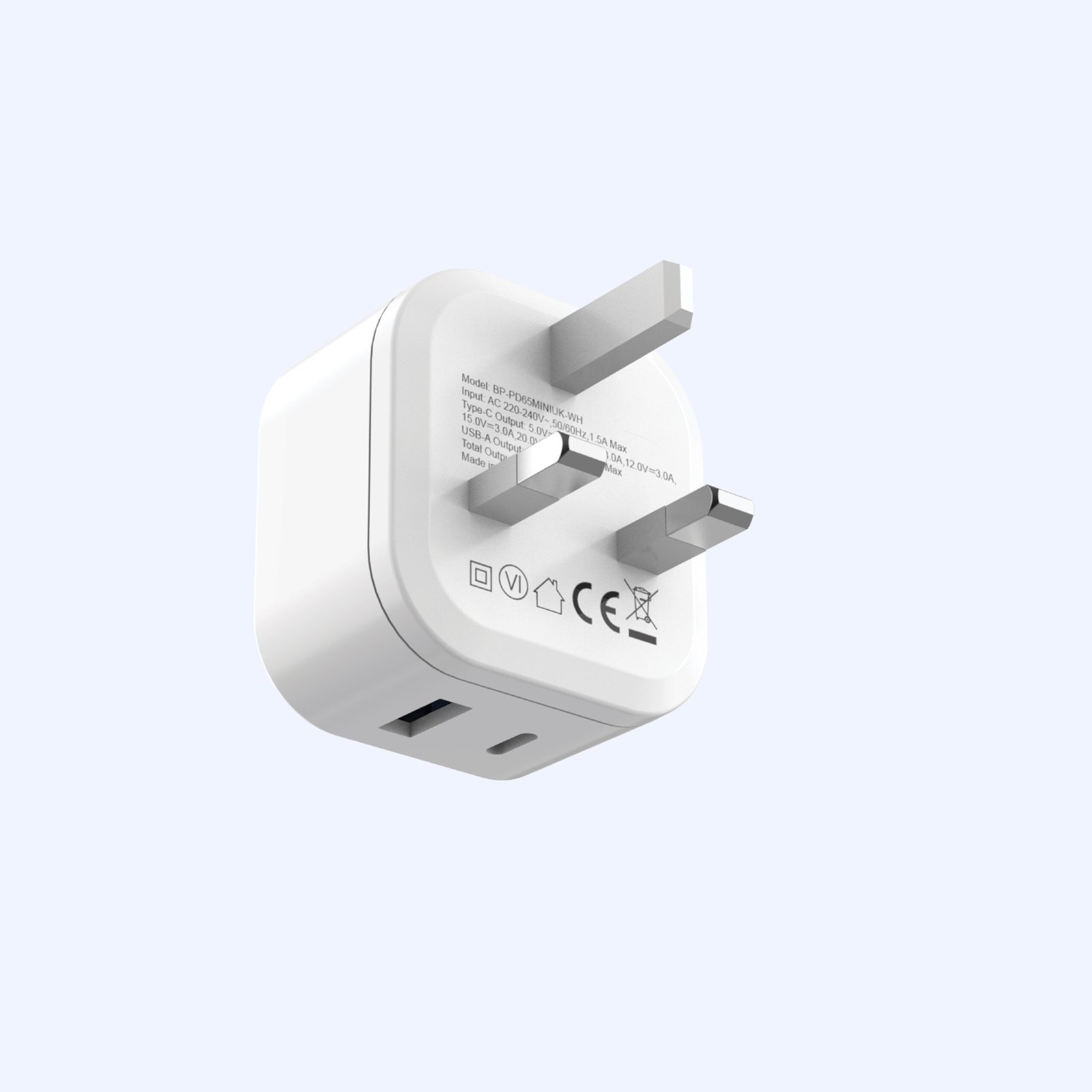 BLUPEBBLE 2 PORT PD GAN FAST CHARGER 65W WHITE BP-PD65GANUK-WH thumbnail 9