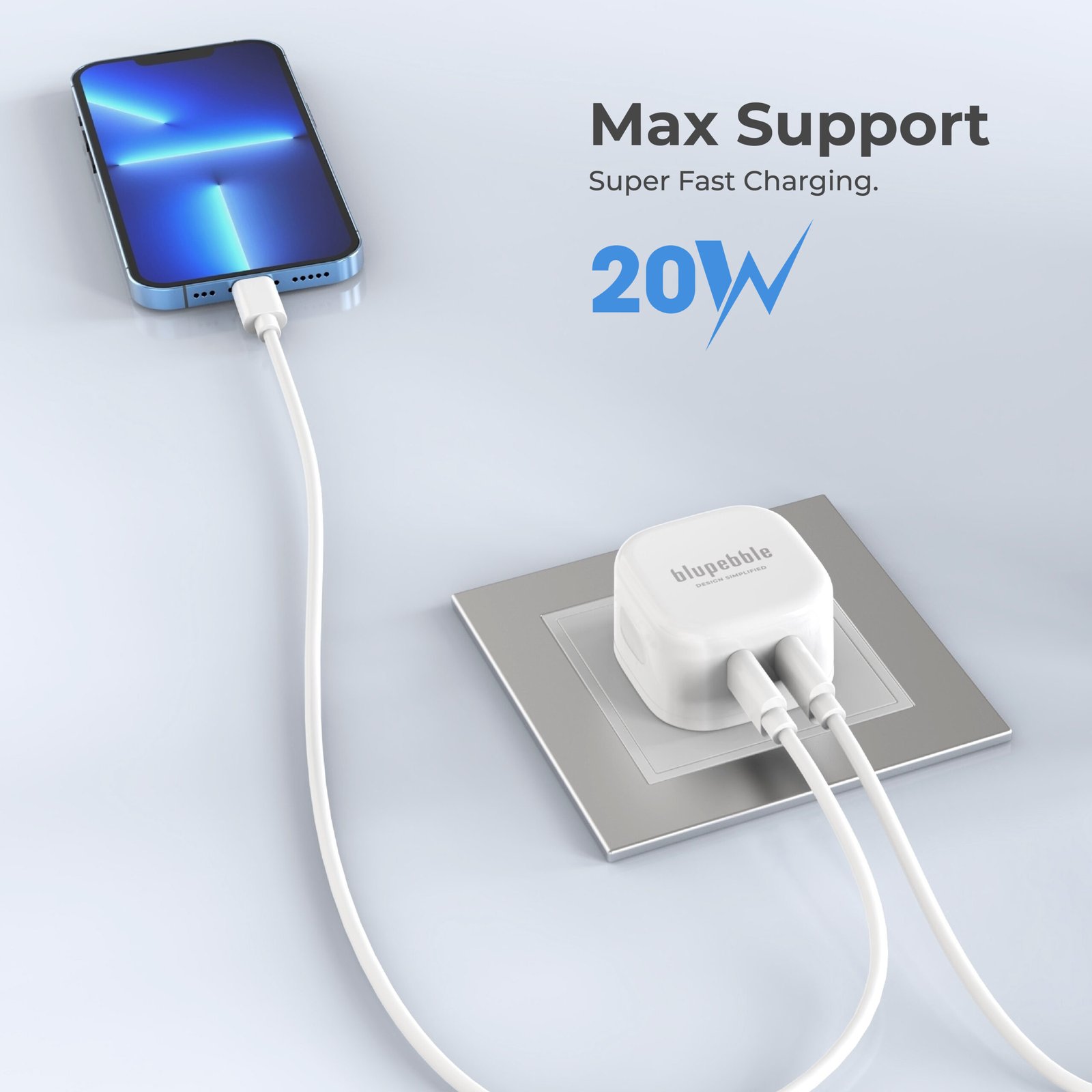 BLUPEBBLE 2 PORT PD GAN FAST CHARGER 65W WHITE BP-PD65GANUK-WH thumbnail 8
