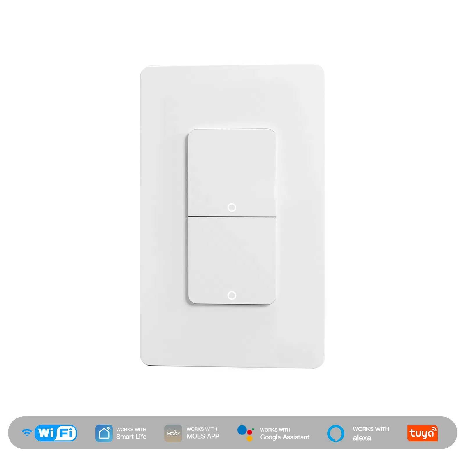 WiFi Smart In-Wall Light Switch (WS-B-US) - White, 1/2/3/4 Gang Options, Push Button, App-Controlled thumbnail 4