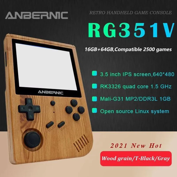 ANBERNIC GAME BOX 64GB WOOD GRAIN RG351V thumbnail 3