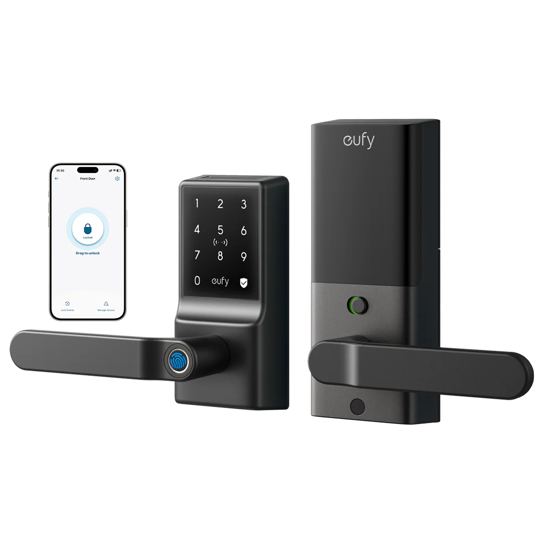 EUFY SMART LOCK C33 WIFI FINGERPRINT KEYLESS DOOR LOCK WITH HANDLE BLACK T85L0111 thumbnail 2
