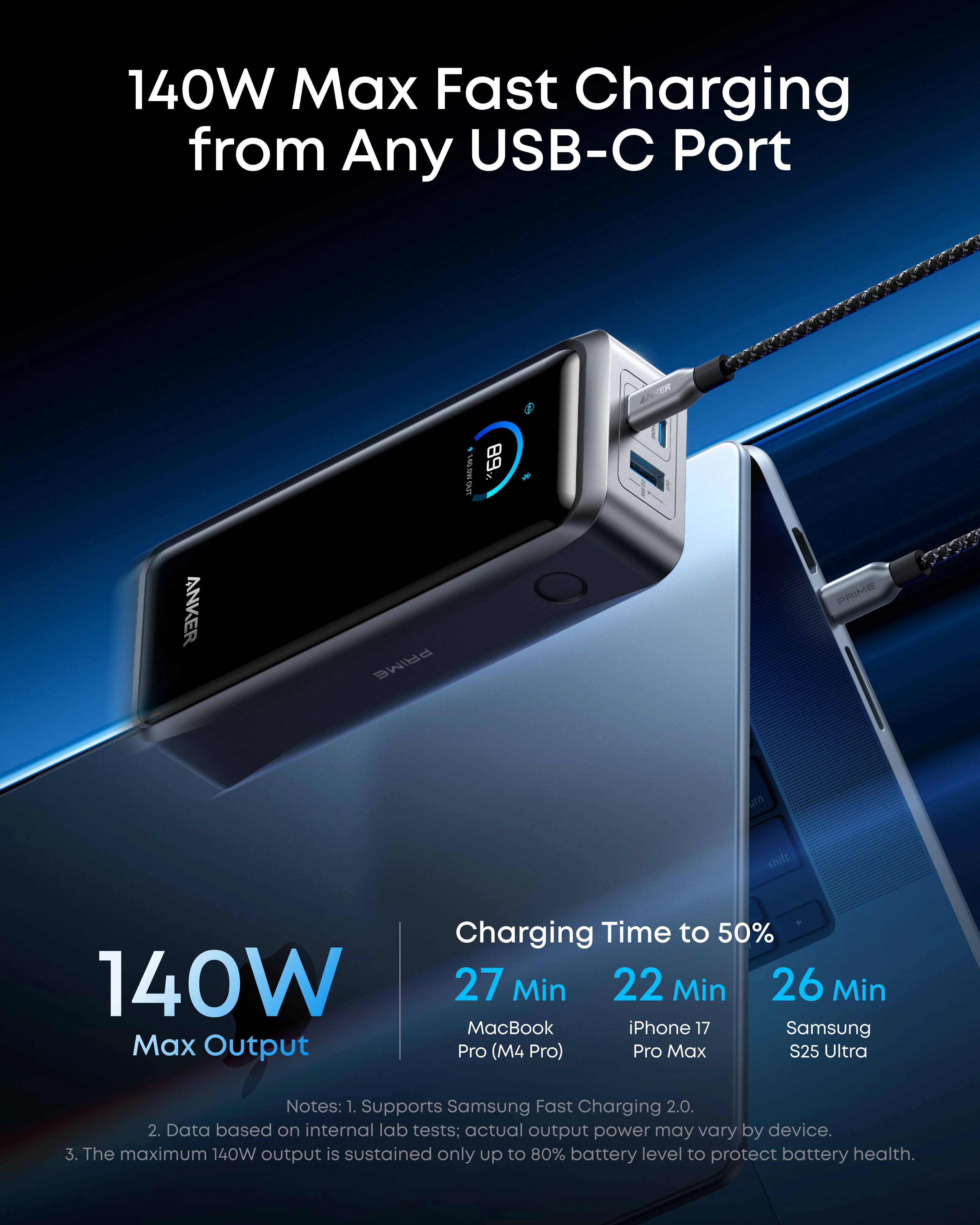 ANKER PRIME POWER BANK 26K 300W BLACK A110AH11 thumbnail 3