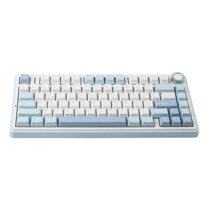 AULA 75 KEYS RGB 75% MECHANICAL GAMING KEYBOARD TRI-MODE  KNOB GREY WOOD V3 SWITCH F75 MIDNIGHT WAVE