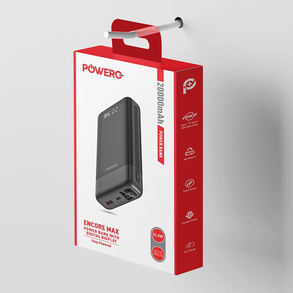 POWERO PLUS ENCORE MAX 20000MAH POWERBANK WITH DIGITAL DISPLAY BLACK PR-PBDPPD20-BK thumbnail 4