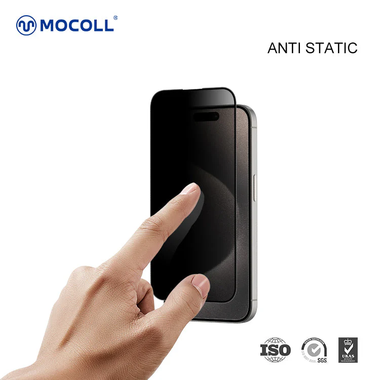 MOCOLL IPHONE 15 PRO MAX 2.5D GLASS SCREEN PROTECTOR MATT BLACK thumbnail 2