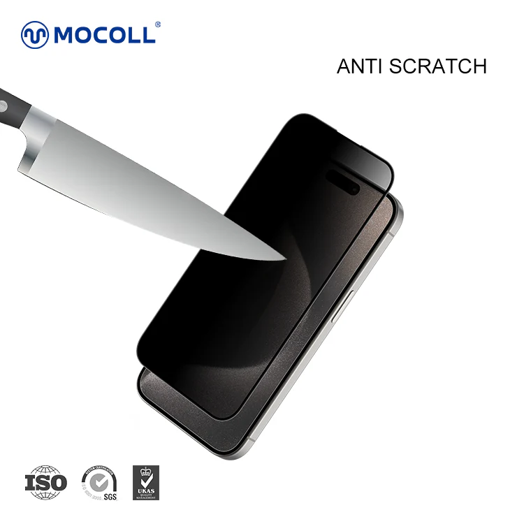 MOCOLL IPHONE 15 PRO MAX 2.5D GLASS SCREEN PROTECTOR MATT BLACK thumbnail 3