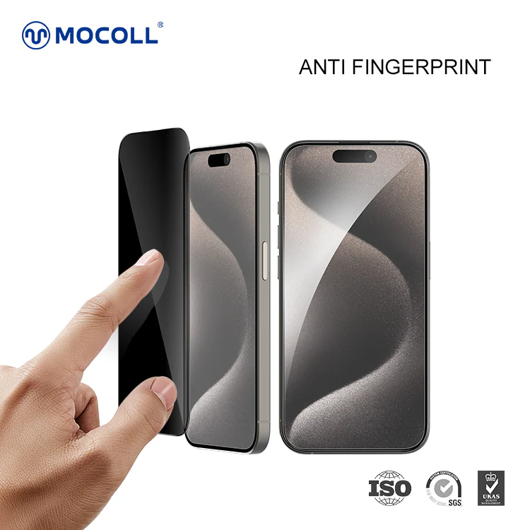 MOCOLL IPHONE 15 PRO MAX 2.5D GLASS SCREEN PROTECTOR MATT BLACK thumbnail 5