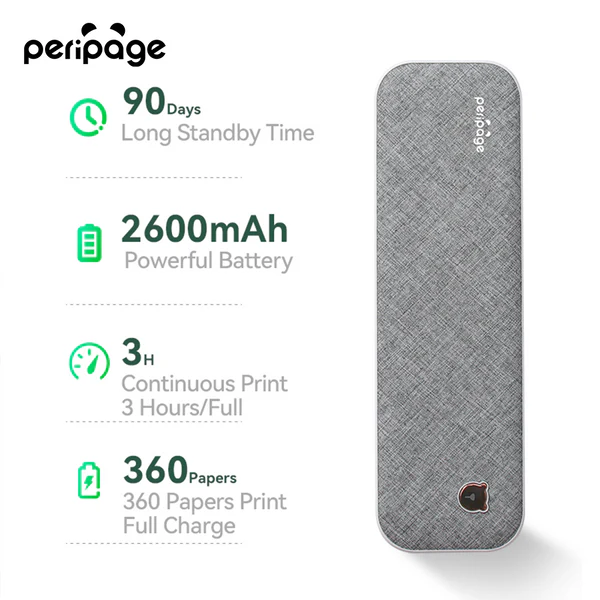 PeriPage A40 Mini Printer (Grey) - Portable and Efficient Wireless Printing Solution thumbnail 5