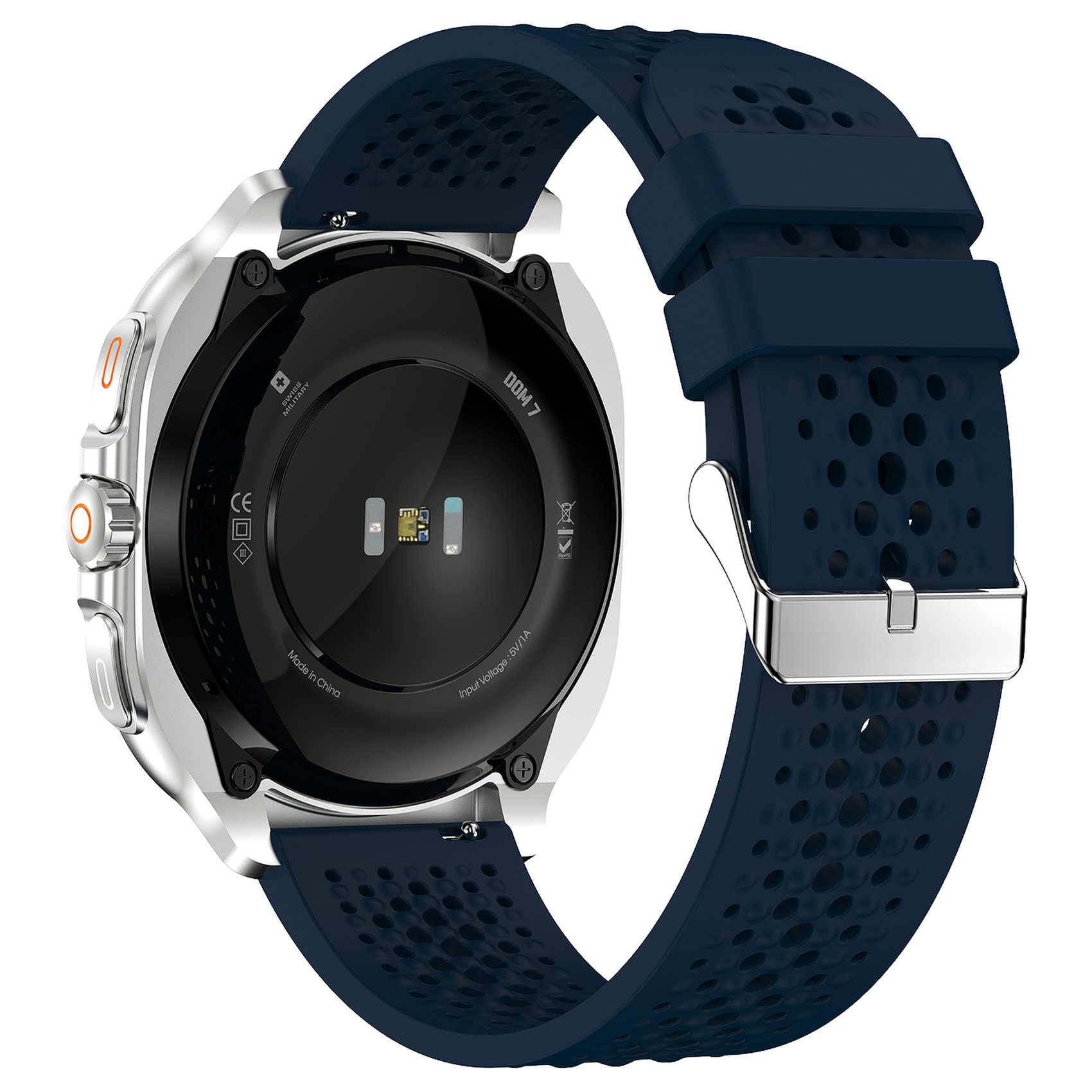 SWISS MILITARY DOM 7 SILVER FRAME WITH BLUE SILICONE STRAP SM-WCH-DOM7-SILF-BLUS thumbnail 4