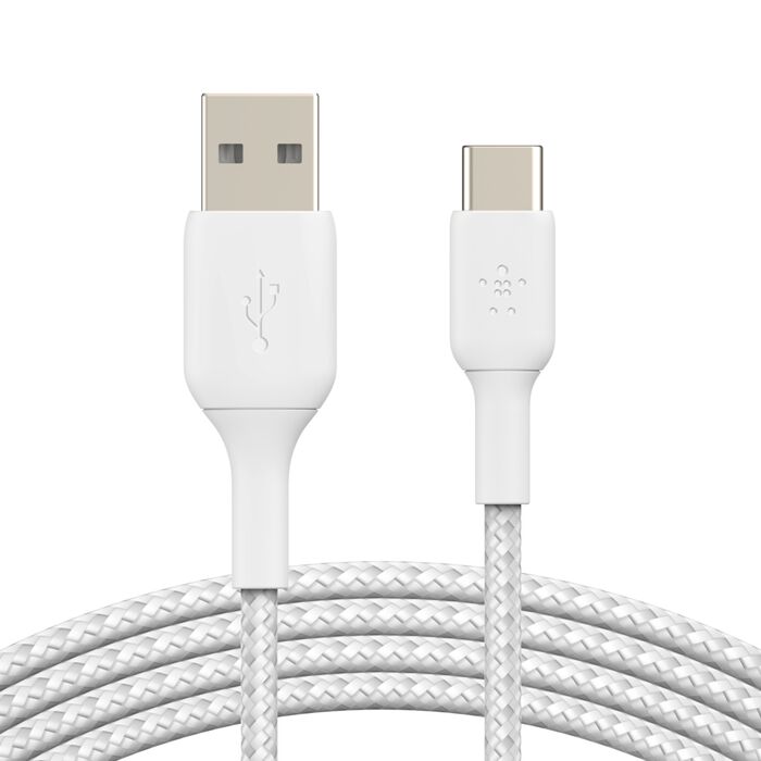 BELKIN BOOST CHARGE BREADED USB-C TO USB-A CABLE 3M WHITE CAB002BT3MWH
