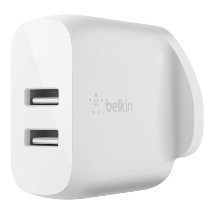 BELKIN DUAL USB A WALL CHARGER 24W WHITE WCB002MYWH
