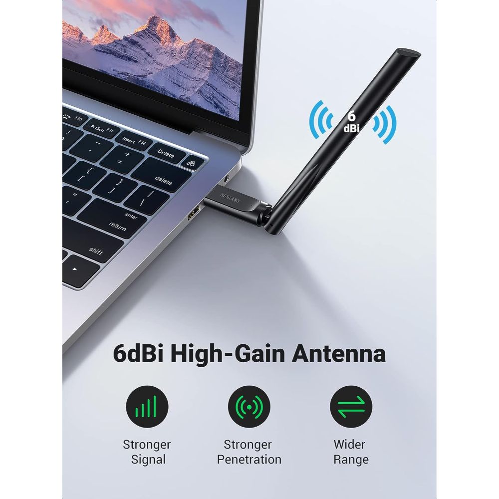 UGREEN AC650 HIGH GAIN DUAL BAND WIRELESS USB ADAPTER 90339 thumbnail 2
